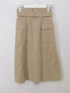 ◇ ◎ PROPORTION BODY DRESSING ベルト付 膝下丈 台形 スカート サイズ2 ベージュ レディース P