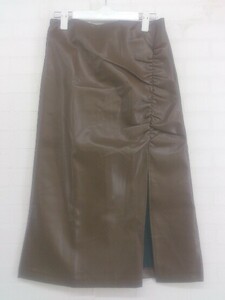 * * * unused * DURAS Duras tag attaching front slit knees under height narrow skirt size M brown group lady's P