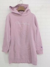 ◇ Champion チャンピオン 裏起毛 キッズ 子供服 長袖 ミニ ワンピース サイズ160 ピンク レディース P_画像2