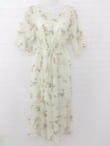 * * Heather Heather sia- floral print ga- Lee . minute sleeve knees under height One-piece size F ivory green group lady's P