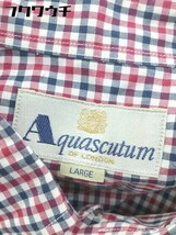 ◇ ◎ Aquascutum アクアスキュータム チェック 半袖 シャツ サイズL レッド ネイビー ホワイト メンズ_画像4