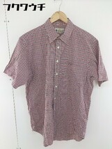 ◇ ◎ Aquascutum アクアスキュータム チェック 半袖 シャツ サイズL レッド ネイビー ホワイト メンズ_画像2