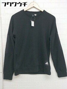 ◇ adidas アディダス レザー調 切り替え 長袖 Tシャツ カットソー ブラック メンズ