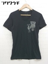 ◇ DENHAM デンハム プリント 半袖 Tシャツ カットソー サイズXS ブラック メンズ_画像2