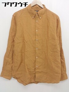 ◇ PAZZO パッゾ リネン100% 長袖 シャツ サイズ50 オレンジ系 メンズ