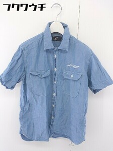 ◇ CABANE de zucca Cabando Zucca Logo Вышивка Рубашка с коротким рукавом Размер M Темно-синий мужской