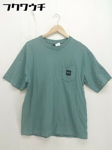 ◇ HARE ハレ ポケット ボックスロゴ 半袖 Tシャツ カットソー サイズL グリーン系 メンズ