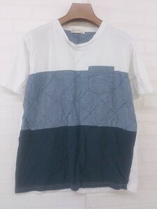 ◇ BACK NUMBER バックナンバー 切り替え 半袖 Tシャツ カットソー サイズM ホワイト ネイビー系 メンズ P