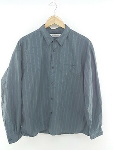 ◇ green label relaxing UNITED ARROWS ストライプ 長袖 シャツ サイズ1 グリーン系 グレー系 ベージュ系 メンズ P