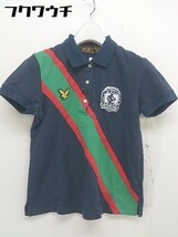 ◇ LYLE&SCOTT ライルアンドスコット 鹿の子 ロゴ 刺繍 半袖 ポロシャツ サイズWM ネイビー マルチ レディース_画像1