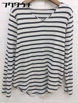 ◇ antiqua PATTERNTORSO ボーダー Vネック 長袖 Tシャツ カットソー サイズL ホワイト ブラック レディース_画像2