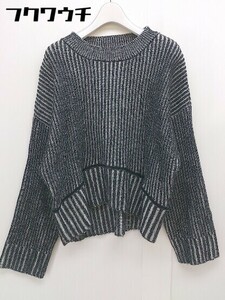 * JEANASIS Jeanasis stand-up collar rib knitted long sleeve sweater size F black gray lady's 