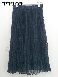 * * * beautiful goods * earth music&ecology tag attaching total race knees under height pleated skirt size F navy lady's 