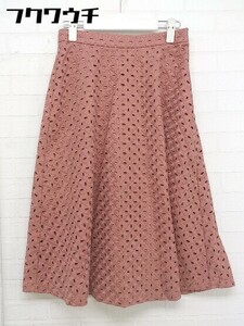* PROPORTION BODY DRESSING total embroidery Zip up knees under height flair skirt size 3 pink beige lady's 