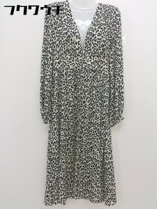 * * MOUSSY Moussy tag leopard print Leopard long sleeve gown size F beige black lady's 