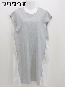 * nano universe Nano Universe switch French sleeve knees under height One-piece size F gray white lady's 