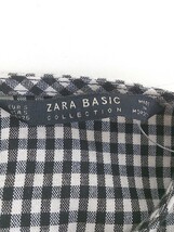 ◇ ZARA BASIC ザラ ベーシック チェック 長袖 ミニ ワンピース サイズS ブラック ホワイト系 レディース P_画像4