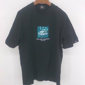 ◇ CAMP7 ワンポイント カジュアル 半袖 Tシャツ カットソー サイズL ブラック マルチ レディース Eの画像1