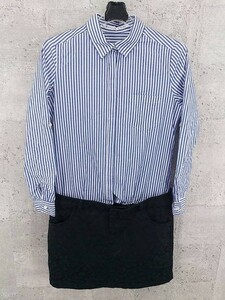 ◇ ◎ Spick & Span 3WAY ストライプ レオパード 長袖 ミニ ワンピース ブルー ホワイト ブラック系 レディース