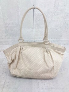 ◇ agnes b アニエスベー ドット 水玉 ハンド トート バッグ ベージュ レディース P