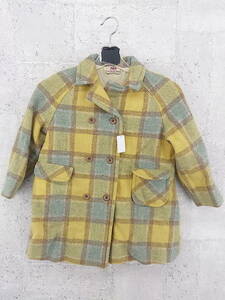 * MITSUKOSHImitsukosi Kids child clothes check long sleeve coat size 7 yellow group lady's 