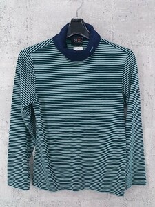 ◇ 23区 SPORT ニジュウサンク ボーダー ハイネック 長袖 Tシャツ カットソー サイズM グリーン ネイビー レディース P