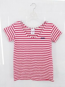 * X-girl X-girl border short sleeves T-shirt cut and sewn size 2 red white lady's P