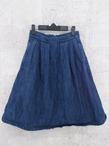 ◇ ZARA BASIC ザラ ベーシック 膝下丈 フレア デニム スカート サイズEUR XS USA XS MEX 24 インディゴ レディース P