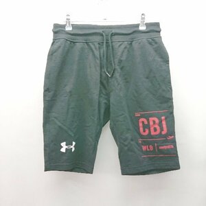 ◇ UNDER ARMOUR ウエストゴム ポケットあり ロゴ入り ハーフパンツ サイズXL ブラック メンズ E