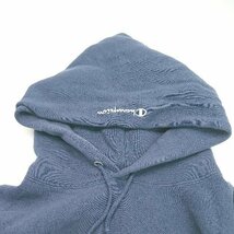 ◇ Champion フード付き フロントポケット 定番シルエット 長袖 トレーナー サイズL ダークブルー メンズ E_画像3