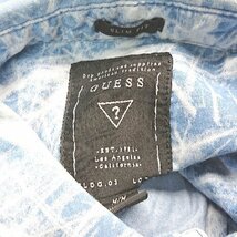 ◇ GUESS ゲス フロントボタン マルチ柄 カジュアル クール 半袖 シャツ サイズM ブルー ホワイト メンズ E_画像3