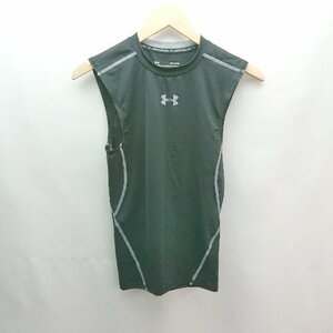 ◇ UNDER ARMOUR クルーネック ロゴ シンプル タンクトップ サイズSM ブラック メンズ E