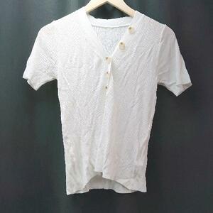 ◇ Adapt retailing キレイめ シンプル 無地 大人っぽい かわいい 半袖 セーター サイズOne ホワイト レディース E