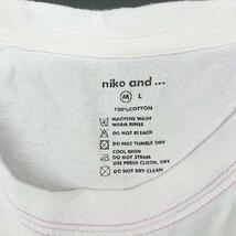◇ niko and… ラウンドネック オーバーサイズ イラスト イチゴ 長袖 Tシャツ サイズM ホワイト レディース E_画像3