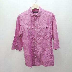 * * MICHEL KLEIN standard color front button summer oriented 7 minute sleeve shirt size 46 Pink Lady -sE