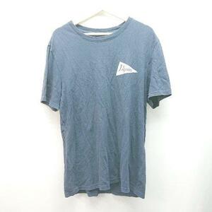 ◇ Pilgrim Surf+Supply ブランドロゴ入り 丸首 カジュアル 夏コーデ 半袖 Tシャツ サイズL ネイビー レディース E