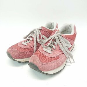 ◇ NEW BALANCE ニューバランス ML574VBU ローカット ロゴ カジュアル スニーカー サイズ24 レッド グレー レディース E