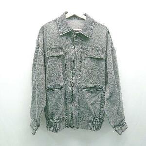 ◇ attitude makes style ジップアップ 厚手 シンプル オシャレ 長袖 デニムジャケット サイズM グレー レディース E