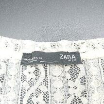 ◇ ZARA ザラ Uネック レース 総柄 薄手 透け感 シンプル オシャレ 綺麗め 長袖 カットソー サイズM ベージュ レディース E_画像3