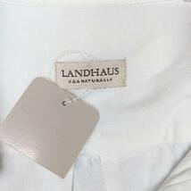 ◇ ◎ ●未使用● LANDHAUS ヴィンテージ風 フロントボタン シャツ生地 ひざ丈 ワンピース サイズL ホワイト レディース E_画像4