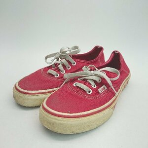 ◇ VANS ヴァンズ ローカット チェック ブランドロゴ シンプル カジュアル スニーカー サイズ23.5 レッド レディース E