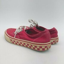 ◇ VANS ヴァンズ ローカット チェック ブランドロゴ シンプル カジュアル スニーカー サイズ23.5 レッド レディース E_画像2