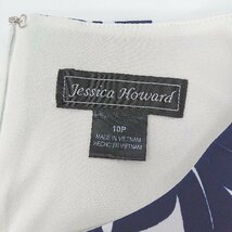 ◇ Jessica Howard バックファスナー 花柄 上品 ノースリーブ 膝丈 ワンピース サイズ10P ホワイト ブルー レディース E_画像4