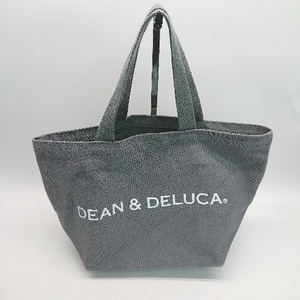 ◇ DEAN&DELUCA キャンバス生地 コンパクト ブランドロゴ カジュアル ハンドバッグ グレー レディース E