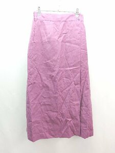 * 12closet лен 100% задний талия резина одноцветный длинный LAP юбка юбка размер 40 лиловый женский E
