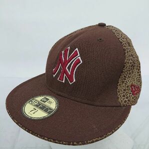 ◇ NEW ERA ニューエラ 59FIFTY 柄 切替 キャップ 帽子 ブラウン ベージュ系 サイズ7 3/8 58.7cm レディース メンズ Pの画像1