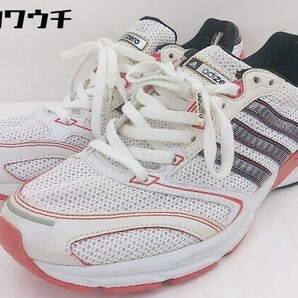 ◇ adidas アディダス adizero G14488 スニーカー シューズ サイズ24cm ホワイト レッド系 メンズの画像2