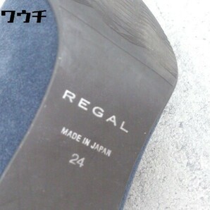 ◇ REGAL リーガル スウェード ヒール パンプス 24 ネイビー * 1002799134309の画像5