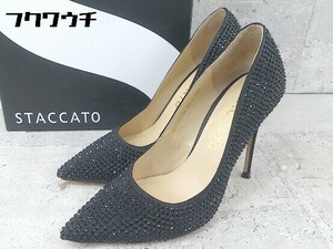 ◇ STACCATO スタッカート ポインテッドトゥ スタッズ パンプス 22.5ｃｍ ブラック レディース