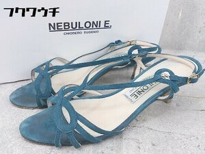 ◇ ◎ NEBULONI E. ネブローニ イタリア製 スウェード ヒール サンダル サイズ37 1/2 ブルー系 レディース